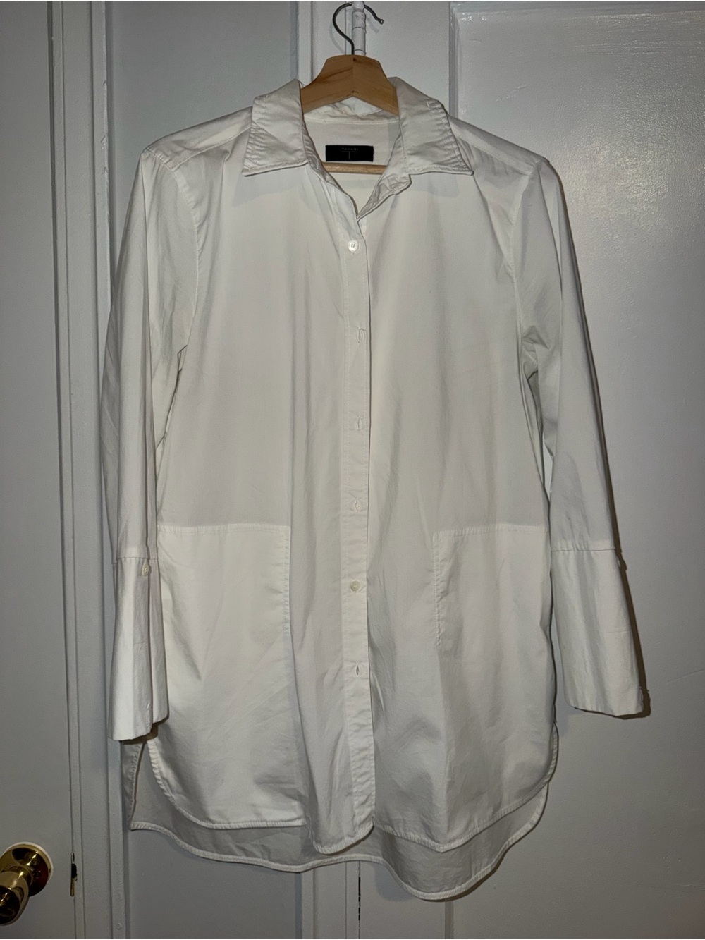 Tahari White Longline Button-Front Shirt